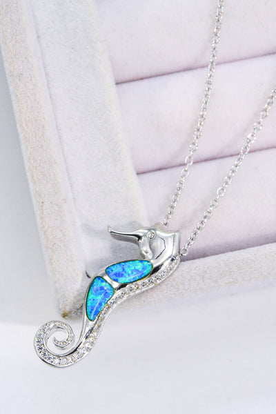 Opal Seahorse 925 Sterling Silver Necklace - SHE BADDY© ONLINE WOMEN FASHION & CLOTHING STORE