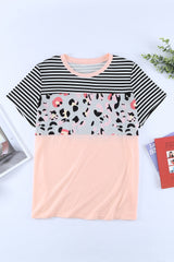 Plus Size Mixed Print Color Block T-Shirt - SHE BADDY© ONLINE WOMEN FASHION & CLOTHING STORE