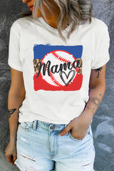 MAMA Heart Graphic Round Neck T-Shirt - SHE BADDY© ONLINE WOMEN FASHION & CLOTHING STORE