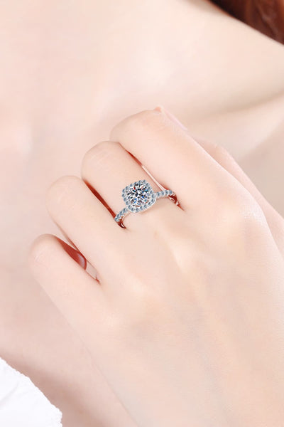 2 Carat Moissanite Square Halo Ring - SHE BADDY© ONLINE WOMEN FASHION & CLOTHING STORE