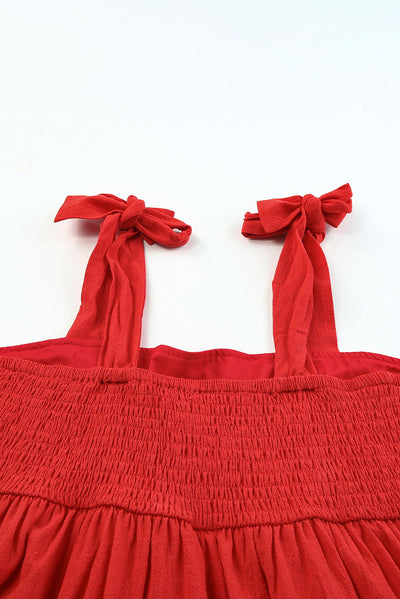 Embroidered Tie-Shoulder Babydoll Tank - SHE BADDY© ONLINE WOMEN FASHION & CLOTHING STORE