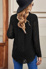 Curved Hem Button-Up Long Sleeve Shirt - SHE BADDY© ONLINE WOMEN FASHION & CLOTHING STORE