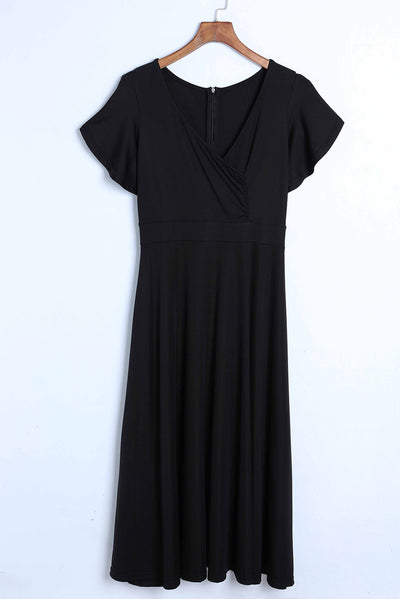 Flutter Sleeve Surplice Midi Dress - SHE BADDY© ONLINE WOMEN FASHION & CLOTHING STORE