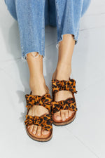 Forever Link Fiercely Feminine Leopard Bow Slide Sandals - SHE BADDY© ONLINE WOMEN FASHION & CLOTHING STORE