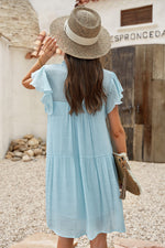 Ruffle Collar Flutter Sleeve Dress - SHE BADDY© ONLINE WOMEN FASHION & CLOTHING STORE