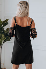 Spliced Lace Cold-Shoulder Mini Dress - SHE BADDY© ONLINE WOMEN FASHION & CLOTHING STORE