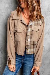 Plaid Corduroy Dropped Shoulder Jacket - SHE BADDY© ONLINE WOMEN FASHION & CLOTHING STORE