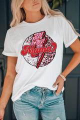 Leopard MAMA Graphic Cuffed Tee Shirt - SHE BADDY© ONLINE WOMEN FASHION & CLOTHING STORE