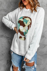 Skull Graphic Drop Shoulder Sweater - SHE BADDY© ONLINE WOMEN FASHION & CLOTHING STORE