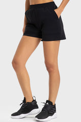 Elastic Waist Sports Shorts with Pockets - SHE BADDY© ONLINE WOMEN FASHION & CLOTHING STORE