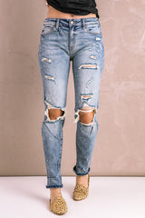 Splatter Distressed Acid Wash Jeans with Pockets - SHE BADDY© ONLINE WOMEN FASHION & CLOTHING STORE