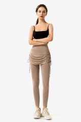 Drawstring Ruched Faux Layered Yoga Leggings - SHE BADDY© ONLINE WOMEN FASHION & CLOTHING STORE