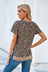 Leopard Print Short Sleeve Tee - SHE BADDY© ONLINE WOMEN FASHION & CLOTHING STORE