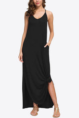 Split Spaghetti Strap Maxi Dress with Pockets - SHE BADDY© ONLINE WOMEN FASHION & CLOTHING STORE