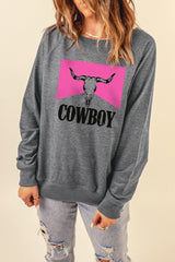 COWBOY Bull Graphic Sweatshirt - SHE BADDY© ONLINE WOMEN FASHION & CLOTHING STORE