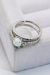 925 Sterling Silver Opal Split Shank Ring - SHE BADDY© ONLINE WOMEN FASHION & CLOTHING STORE