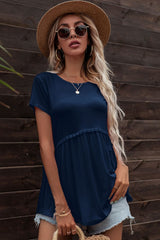 Lace Trim Round Neck Tunic Top - SHE BADDY© ONLINE WOMEN FASHION & CLOTHING STORE