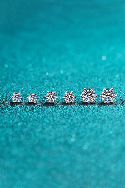 925 Sterling Silver 6-Prong 2 Carat Moissanite Stud Earrings - SHE BADDY© ONLINE WOMEN FASHION & CLOTHING STORE