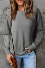 Distressed Long Raglan Sleeve Top - SHE BADDY© ONLINE WOMEN FASHION & CLOTHING STORE