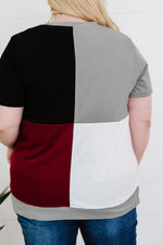 Plus Size Color Block Round Neck T-Shirt - SHE BADDY© ONLINE WOMEN FASHION & CLOTHING STORE