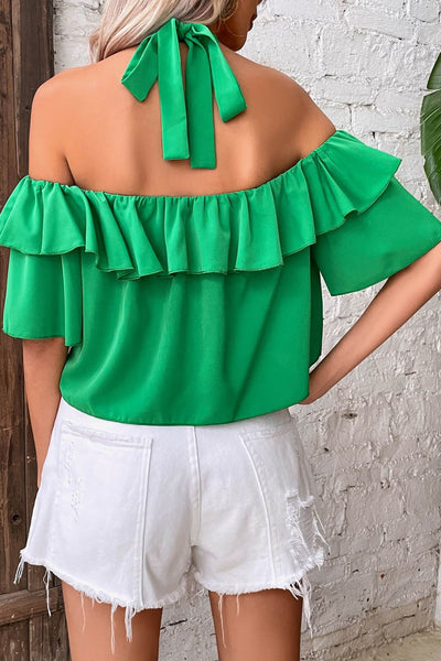 Halter Neck Ruffled Layered Blouse - SHE BADDY© ONLINE WOMEN FASHION & CLOTHING STORE