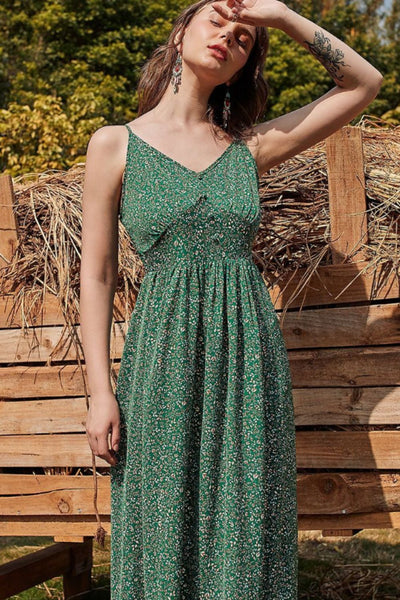 Ditsy Floral Spaghetti Strap Maxi Dress - SHE BADDY© ONLINE WOMEN FASHION & CLOTHING STORE