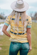 Multicolored Striped Round Neck Tee Shirt - SHE BADDY© ONLINE WOMEN FASHION & CLOTHING STORE