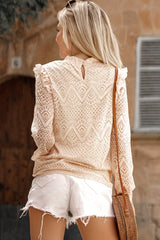 Ruffled Lace Mock Neck Blouse - SHE BADDY© ONLINE WOMEN FASHION & CLOTHING STORE