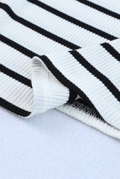 Striped Ribbed Round Neck Tank - SHE BADDY© ONLINE WOMEN FASHION & CLOTHING STORE