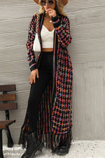 Multicolored Open Front Fringe Hem Cardigan - SHE BADDY© ONLINE WOMEN FASHION & CLOTHING STORE