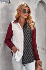 Curved Hem Button-Up Long Sleeve Shirt - SHE BADDY© ONLINE WOMEN FASHION & CLOTHING STORE