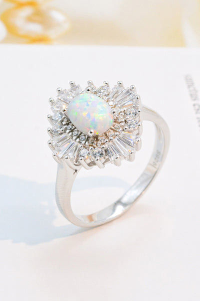 Modern 925 Sterling Silver Opal Halo Ring - SHE BADDY© ONLINE WOMEN FASHION & CLOTHING STORE