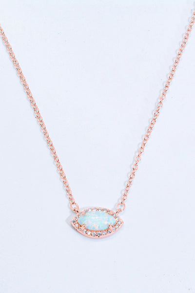 18k Rose Gold-Plated Opal Pendant Necklace - SHE BADDY© ONLINE WOMEN FASHION & CLOTHING STORE