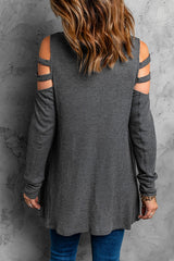 Cutout Waffle Knit Tunic Top - SHE BADDY© ONLINE WOMEN FASHION & CLOTHING STORE