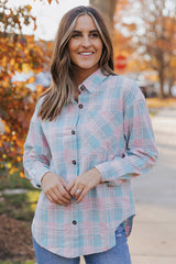 Plaid Button-Up Dropped Shoulder Shirt - SHE BADDY© ONLINE WOMEN FASHION & CLOTHING STORE