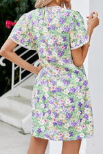 Floral Pom Pom Detail Petal Sleeve Dress - SHE BADDY© ONLINE WOMEN FASHION & CLOTHING STORE