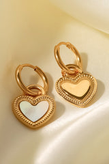 Inlaid Shell Heart Drop Earrings - SHE BADDY© ONLINE WOMEN FASHION & CLOTHING STORE