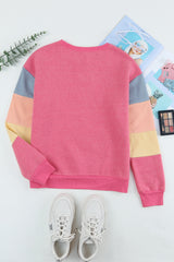 Color Block Ribbed Trim Sweatshirt - SHE BADDY© ONLINE WOMEN FASHION & CLOTHING STORE