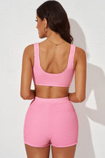 Textured Sports Bra and Shorts Set - SHE BADDY© ONLINE WOMEN FASHION & CLOTHING STORE
