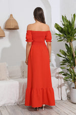 Smocked Off-Shoulder Maxi Dress - SHE BADDY© ONLINE WOMEN FASHION & CLOTHING STORE