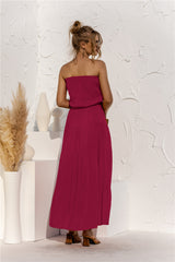 Strapless Tie Waist Tiered Maxi Dress - SHE BADDY© ONLINE WOMEN FASHION & CLOTHING STORE