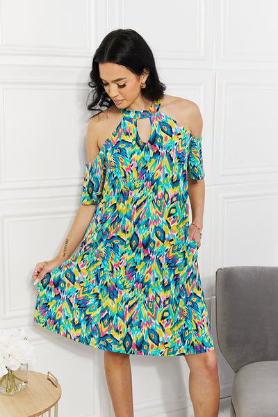 Sew In Love Full Size Perfect Paradise Printed Cold-Shoulder Dress - SHE BADDY© ONLINE WOMEN FASHION & CLOTHING STORE