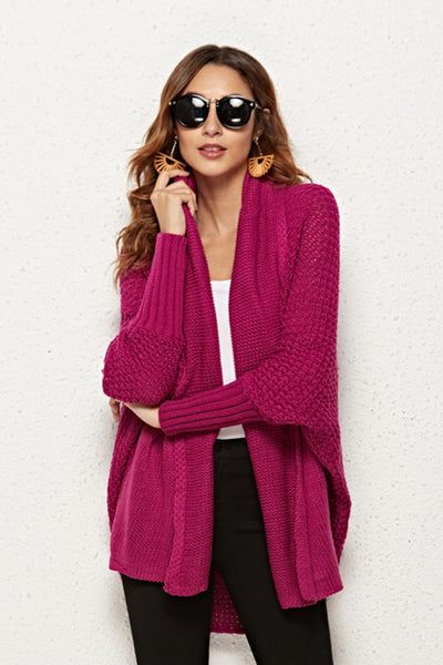 Open Front Dolman Sleeve Longline Cardigan - SHE BADDY© ONLINE WOMEN FASHION & CLOTHING STORE