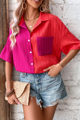 Two-Tone Button Front Dropped Shoulder Shirt - SHE BADDY© ONLINE WOMEN FASHION & CLOTHING STORE