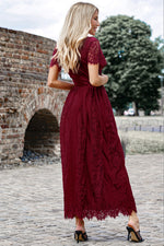 Scalloped Trim Lace Plunge Dress - SHE BADDY© ONLINE WOMEN FASHION & CLOTHING STORE