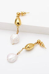 18K Gold-Plated Two-Tone Pearl Drop Earrings - SHE BADDY© ONLINE WOMEN FASHION & CLOTHING STORE