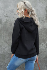 Lace Trim Zip-Up Hooded Jacket - SHE BADDY© ONLINE WOMEN FASHION & CLOTHING STORE