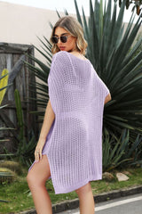 Openwork Side Slit Cover-Up Dress - SHE BADDY© ONLINE WOMEN FASHION & CLOTHING STORE