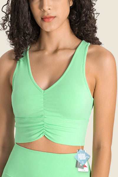 Gathered Detail Halter Neck Sports Bra - SHE BADDY© ONLINE WOMEN FASHION & CLOTHING STORE