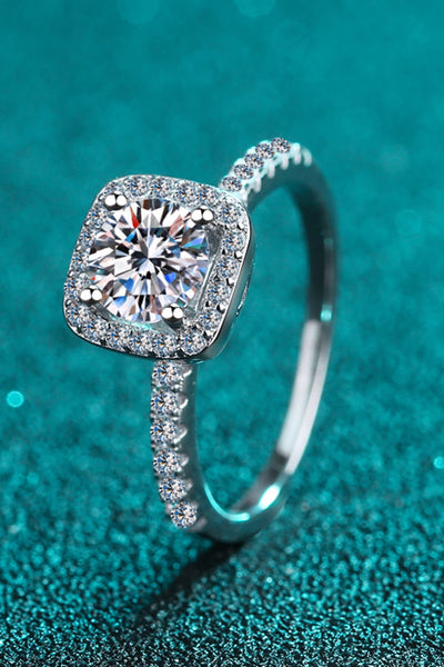 2 Carat Moissanite Square Halo Ring - SHE BADDY© ONLINE WOMEN FASHION & CLOTHING STORE